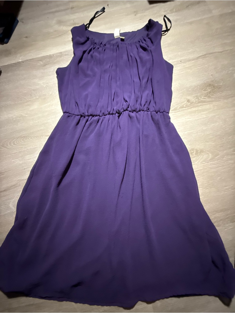 Sleeveless Purple Midi Dress with Elastic Waist